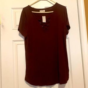 Maurices 24/7 Lace Up Top XL